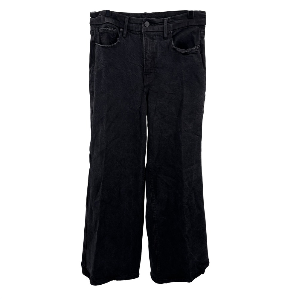 Good American Black Dark Washed High‎ Waisted Pockets Wide Leg Jeans Womens 8/29